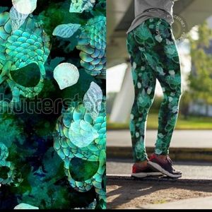 Mermaid Scales & Skulls Buttery Soft Leggings, T/C